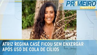 Regina Casé sofre lesão no olho após acidente com cola de cílios  Primeiro Impacto 290124 [upl. by Adlesirk]