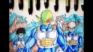 Drawing Piccolo Kurririn amp Kid Gohan on Namek  Olympia Drawing Attacks [upl. by Yenohtna]