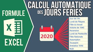 EXCEL  CALCUL AUTOMATIQUE DES JOURS FÉRIÉS EN FONCTION DE LANNÉE SAISIE [upl. by Jaco]