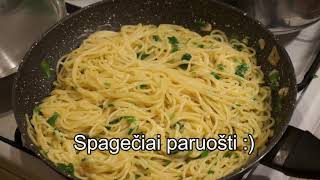 Spagečiai su česnakiniu padažu Makaronų receptai Spaghetti with Garlic Sauce Pasta Recipes [upl. by Assenov]