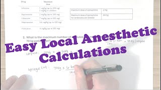 Local Anesthetic Max Dose Sample Questions Calculations [upl. by Dorcy]