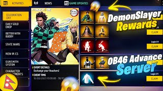 Free Fire X Demon Slayer Rewards 😲  OB46 Patch Update Advance Server  Free Fire New Event [upl. by Ardy]