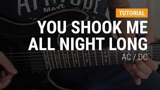 You shook me all night long de AC  DC en guitarra CLASE TUTORIAL COMPLETA [upl. by Lahey]