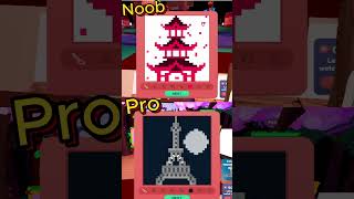 Noob vs Pro Pixel Art Challenge in Starving Artist roblox  Japanese Temple vs Eiffel Tower shorts [upl. by Limaj]