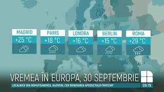 METEO Ultima zi a lunii septembrie ne alintă cu vreme frumoasă Vezi care vor fi maximele termice [upl. by Roxana]