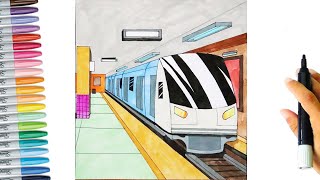 Metro train Drawing tutorial step by step  Indian Metro [upl. by Pamella]