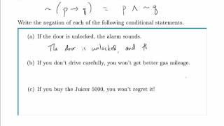 Logic Example Negating a Conditional Statement [upl. by Liahcim]