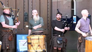 Thundering drums of Scottish band Clanadonia playing Ya Bassa on the steps of Scone Palace Scotland [upl. by Notniuqal271]