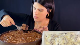 STICKY CHOCOLATE CAKE amp ICE CREAM  MUKBANG  ASMR  EATING SOUNDS [upl. by Yralih]