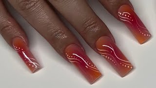 Tropical Airbrush TieDye Subtle 90s Line Work Acrylic Nails [upl. by Cleveland]