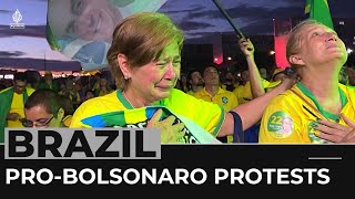 ProBolsonaro protests Brazilian president has yet to concede election [upl. by Ahsikram798]