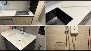 Tengah BTO Flat Reno Update 5  Sintered Stone Countertops Glass Backsplash Flexible Faucet [upl. by Yddeg]