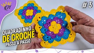 Quadradinho de crochê  square de crochê  granny square Passo a Passo Prof Neddy Ghusmam [upl. by Calli]