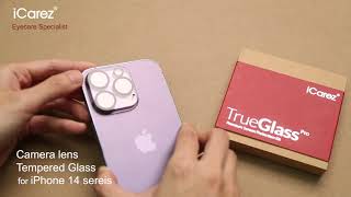 iCarez Camera Lens Tempered Glass Installtion video for iPhone 14 series [upl. by Errehs]