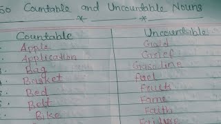 50 Countable and Uncountable NounsList of Countable and Uncountable Nouns In English [upl. by Trygve]