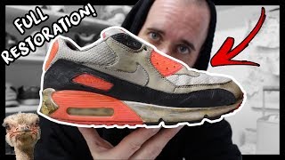 2008 PREMIUM OSTRICH NIKE AIR MAX 90 INFRARED FULL RESTORATION [upl. by Amlas]