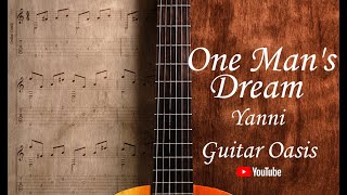 One Mans Dream  Yanni Guitar Solo  Guitar Tab  Tutorial [upl. by Niliak683]