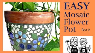 Continuing the DIY Mosaic Ceramic Flower Pot Part 2 with Grouting Guide Included [upl. by Namreh]