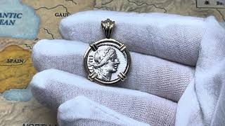 Rare Roman Republic 49 BC Salus Goddess of Health Denarius Coin in Gold Pendant [upl. by Dulcy275]