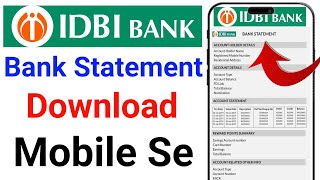 IDBI Bank statement download kaise kare  how to download statement on idbi bank  Idbi stetment [upl. by Neufer]