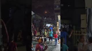 Palestinians in Jabalia refugee camp in northern Gaza observe the Iranian missiles striking Israel [upl. by Lebezej]