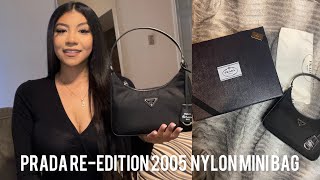 PRADA REEDITION 2005 NYLON MINI BAG REVIEW UNBOXINGWHAT FITS INSIDE [upl. by Randa952]