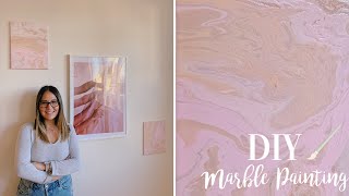 DIY Marble Painting  Acrylic Pouring Canvas Painting  SUPER EASY TO DO [upl. by Cori]