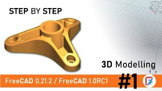 Freecad 0212  FreeCAD 10RC1 Step by step modelling part 1 STUDYCADCAM 3D model [upl. by Siloam480]