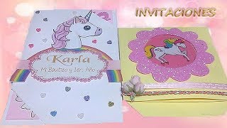 Como Hacer INVITACIONES de UNICORNIO 2 IDEAS [upl. by Seibold]