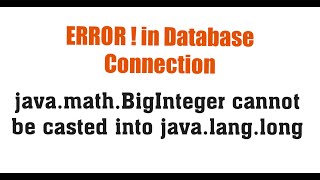 javamathbiginteger cannot be casted to javalanglong [upl. by Mackie766]