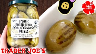 🇬🇷 Grilled Pitted Green Olives 🫒 in Oil  Trader Joe’s Product Review [upl. by Vita]