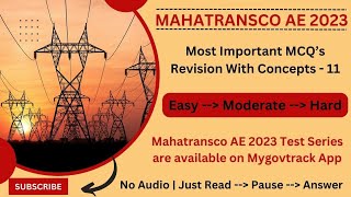 MAHATRANSCO AE 2023  Most Important MCQs  11  Electrical  No Audio  PDF on Mygovtrack App [upl. by Euqinomahs]