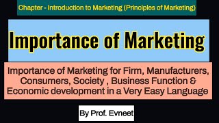 Importance of Marketing for Consumers Firm Society Manufacturers Marketing Management  in hindi [upl. by Hsekin577]