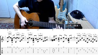 샹젤리제Champs Elysees  Fingerstyle guitarampTAB [upl. by Llenna]