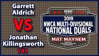 2019 NWCA Multi Divisional Duals  D2 Semifinal  Garrett Aldrich vs Jonathan Killingsworth 141 [upl. by Drucie418]