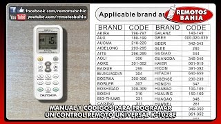 MANUAL Y LISTA DE CÓDIGOS PARA PROGRAMAR CONTROL REMOTO UNIVERSAL AIRE K1028E USER GUIDE CODE LIST [upl. by Tiffa]