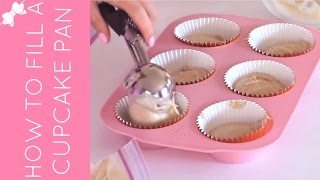 How To Fill A Cupcake Pan With Batter 4 Ways  Lindsay Ann Bakes [upl. by Oidacra]