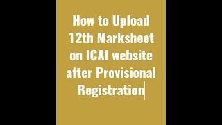 12th Marksheet Upload for CA FOUNDATION REGISTRATION [upl. by Sonafets]