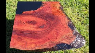 73 Redgum and Smokey Black Resin Infill and Live Edge Coffee Table [upl. by Enyt700]