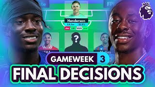 FPL GW3 FINAL DECISIONS 🚨 My Wildcard Draft amp Injury News Roundup  Fantasy Premier League 202425 [upl. by Killigrew72]