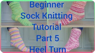 Beginner Sock Knitting Tutorial Part 5 Heel Turn on 9quot Circular needles [upl. by Gnuhp]