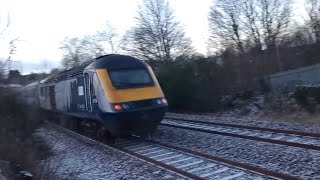 MOUSE ENCOUNTER Snowy Scotrail trains at speed between Aberdeen and Dyce Including 2 HST’S [upl. by Eemiaj]