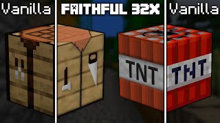 Faithful 32x32 Texture Pack vs Vanilla Minecraft [upl. by Hairahcez]