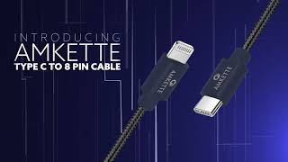 Amkette Type C to 8 Pin Cable  PD fast charge amp sync cable [upl. by Nawak]