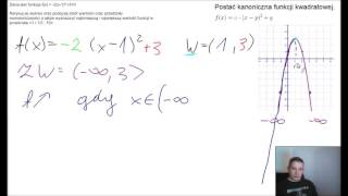 Zbiór wartości przedziały monotoniczności funkcji kwadratowej [upl. by Sadella]