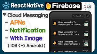 React native 2023  Firebase Cloud Messaging  Notification with Image  iOS amp android [upl. by Arateehc334]