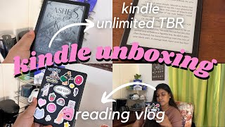 kindle unboxing  kindle unlimited TBR amp reading vlog [upl. by Aiveneg]