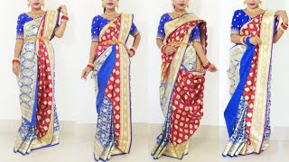 atpoure banarasi saree wearing styles  atpoure saree porar style  bengali bridal saree draping [upl. by Aplihs]