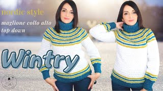 TUTORIAL Wintry maglione top down a collo alto [upl. by Maharg]