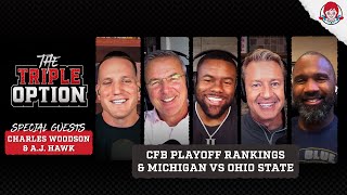 Michigan vs Ohio State AJ Hawk and Charles Woodson join CFBPlayoff Rankings amp Mack Brown Fired [upl. by Oludoet]